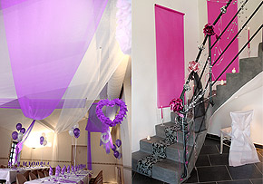 Tenture Mariage Organza Fuchsia Parme