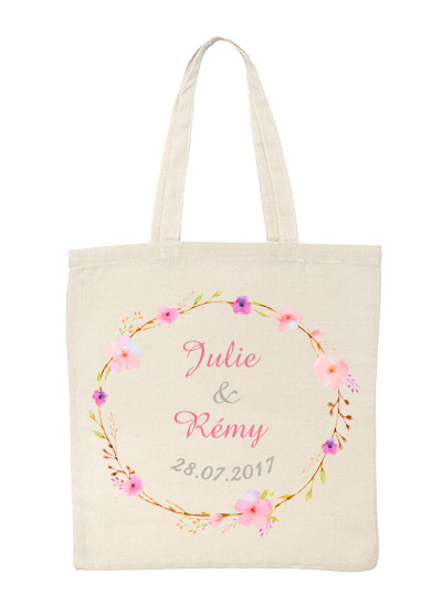 Tote Bag Personnalisé Mariage Prénoms