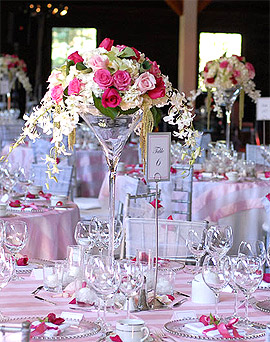 Déco Florale Vase Verre Martini Mariage