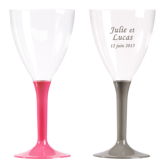 Verres à Vin Plastique Réutilisables Pied Couleur x10