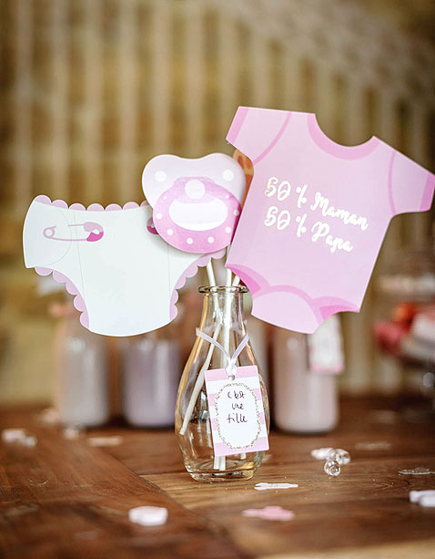 Accessoires photobooth Baby Shower Rose