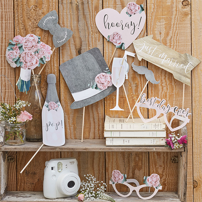 58 Accessoires Photobooth Pour Fête - Mariage, Anniversaire, Déco Fun Avec Bâtons En Bambou