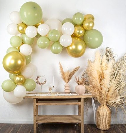 Guirlande de ballons avec cadre en forme de cœur, blanc et doré