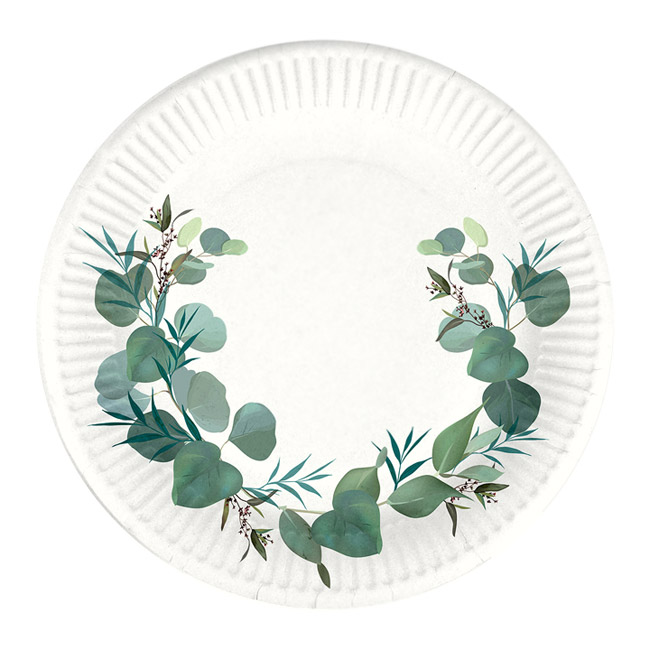 Set de 10 assiettes carton 18 cm Branche d'eucalyptus - Blanc - Kiabi -  1.84€