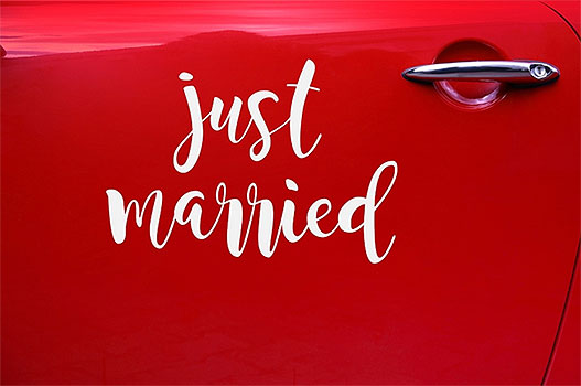 Sticker Electrostatique Transparent Lettre Just Married