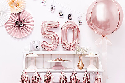 Ballon chiffre anniversaire mariage 50 ans rose gold