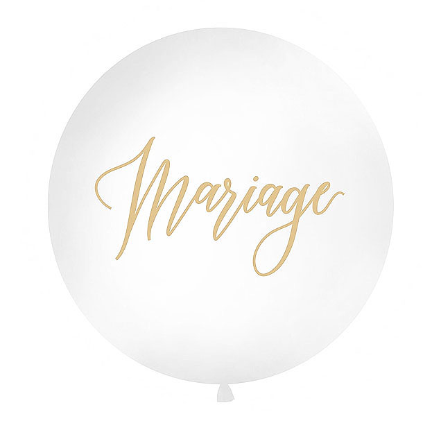 Ballon Géant Mariage 1m Blanc Doré