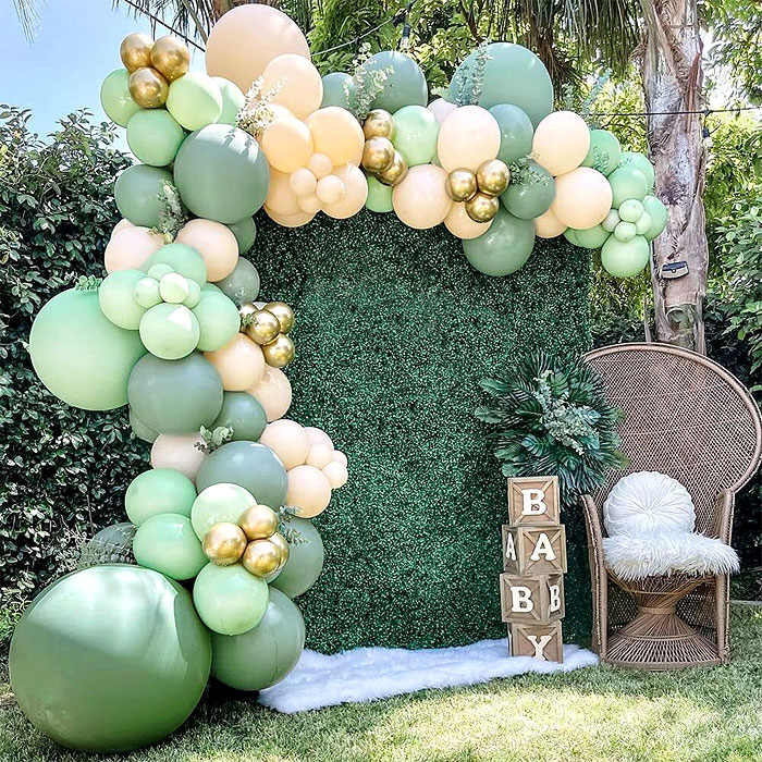 Arche de ballons géante sauge et blanc - Décoration mariage