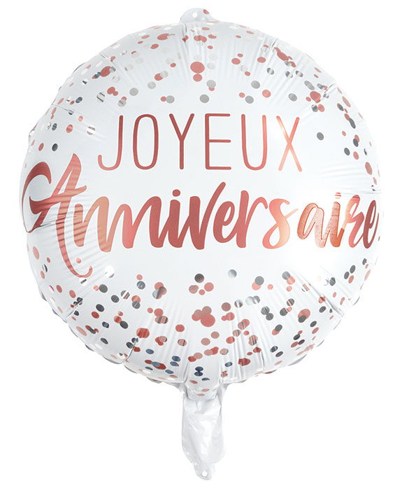Ballon Aluminium Rond Anniversaire Rose Or