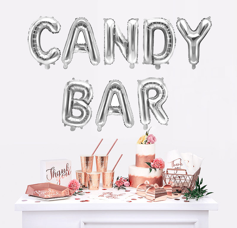 Ballons Lettres CANDY BAR argent