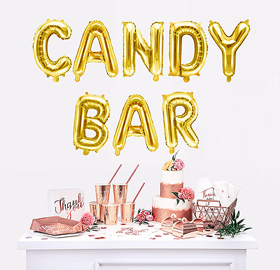 Ballons Lettres CANDY BAR doré