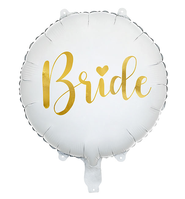 Ballon Aluminium Bride Doré et Blanc