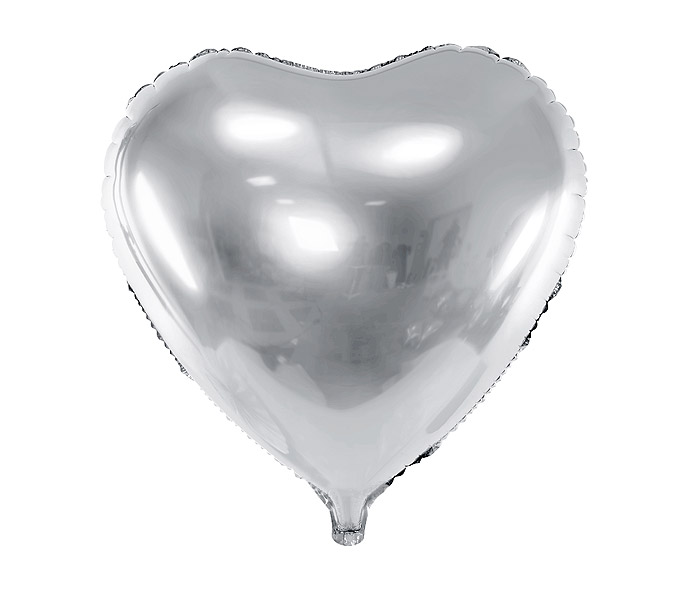 Ballon Mylar Aluminium Coeur Géant 45 cm Argenté Pas Cher