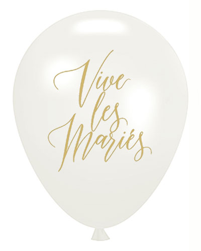 Ballons Vive Les Mariés Blanc Doré
