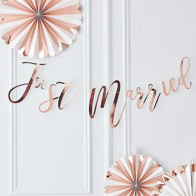 Bannière Just Married Rose Gold