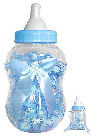 Biberon Géant Tirelire Baby Shower Garçon Bleu Ciel Turquoise