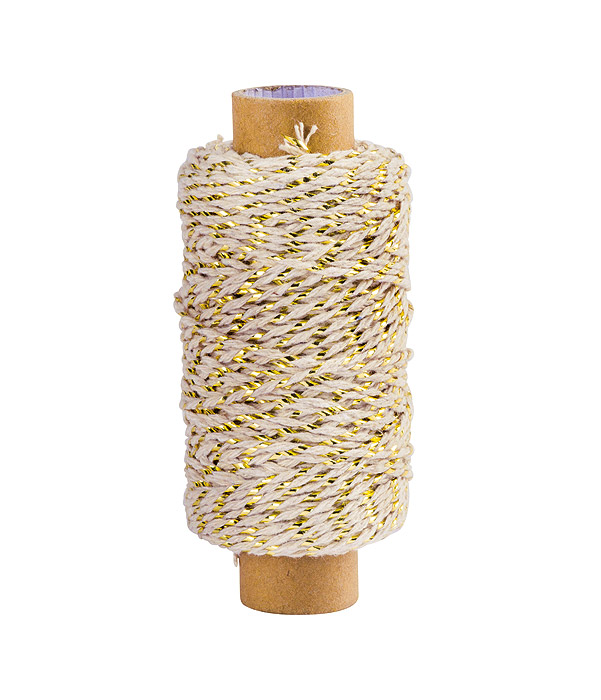 Bobine Ficelle Cordelette Bicolore Ivoire Doré