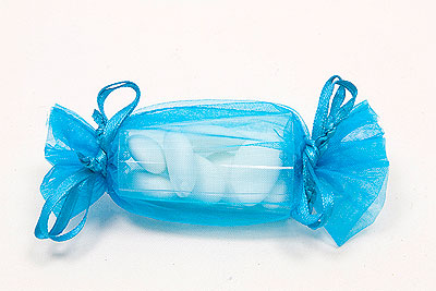 Bonbon Pvc Organza Contenant Dragées Turquoise