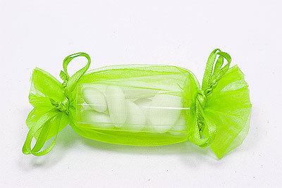 Bonbon Pvc Organza Contenant Dragées Vert Anis