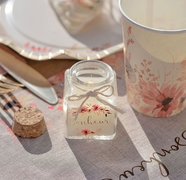 Grosse bougie extérieure dans un pot en verre hauteur 18 cm