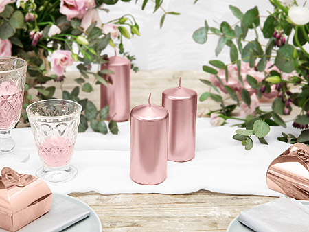 Bougie Pilier Mariage Chic Rose Gold