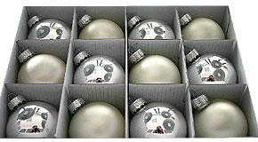 Grosses Boules en Verre 6 cm Luxes pour Sapin Argent