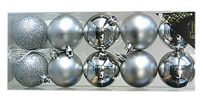 Le Pack 10 Boules de Noel Tendance Assorties Argent