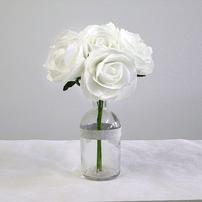 Fleurs Artificielles Pour Décoration De Gâteau - Roses Blanches Et Feuilles Vertes Pour Mariage, Anniversaire