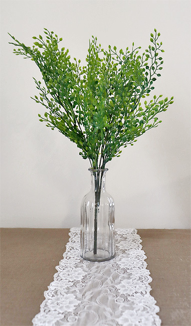 Vase avec Bouquet Mini Feuilles Vertes Artificielles Déco Centre Table