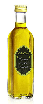 Bouteille Huile d'Olive ou Vinaigre Cadeau Invité Mariage Tendance