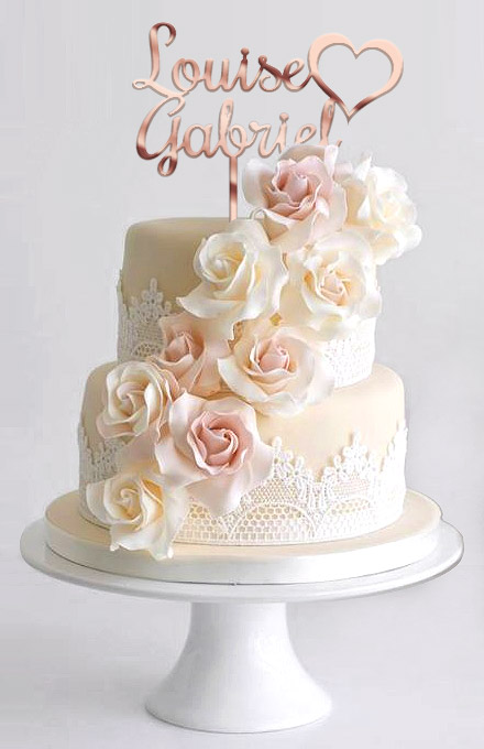 Cake Topper Personnalisé Rose Gold | Cake Topper Personnalisés Mariage