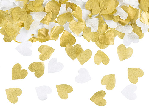 Confettis Coeurs Dorés Blanc Mariage