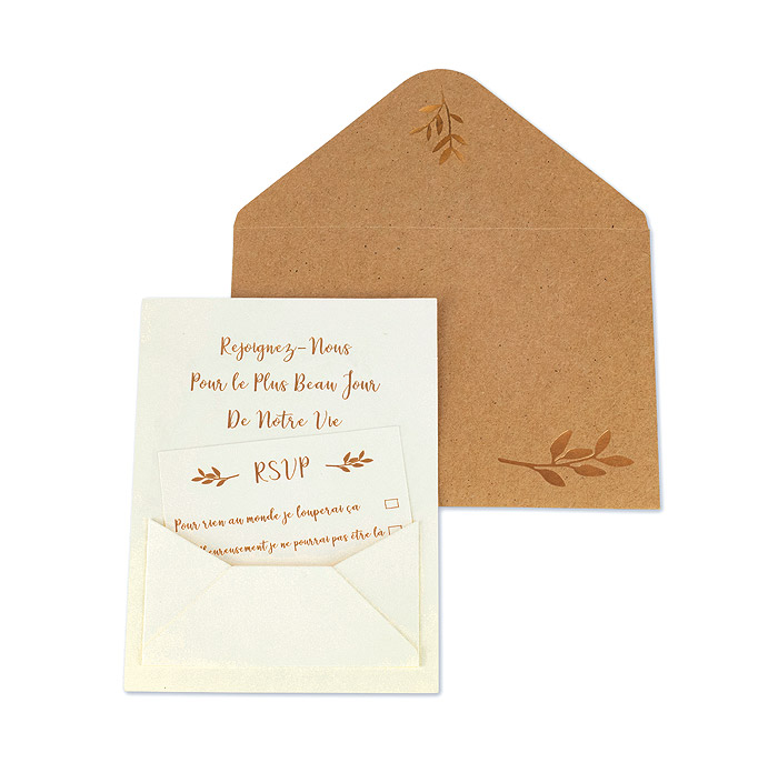 Kit Faire Part Carte Invitation Mariage Avec Enveloppe Kraft Scrapbooking Mariage