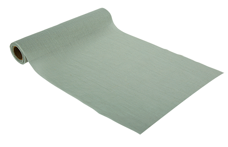 CHEMIN DE TABLE MOUSSELINE VERT DE GRIS LAVABLE 28CMX5M - Festivitré