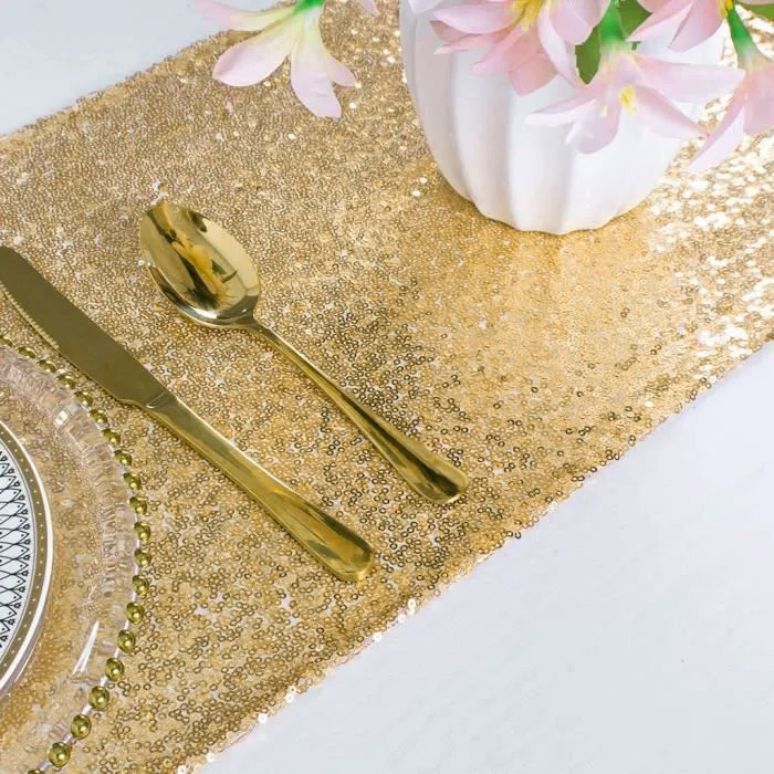 Chemin de table sequins or pour votre decoration de table