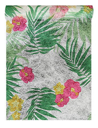 Chemin de Table Tropical Feuillages et Fleurs