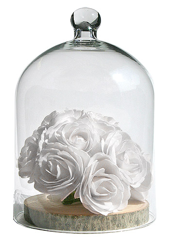 Cloche en verre avec fleurs