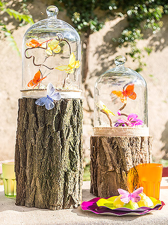 Cloches en Verre Décoration Table Mariage avec Socle Bois