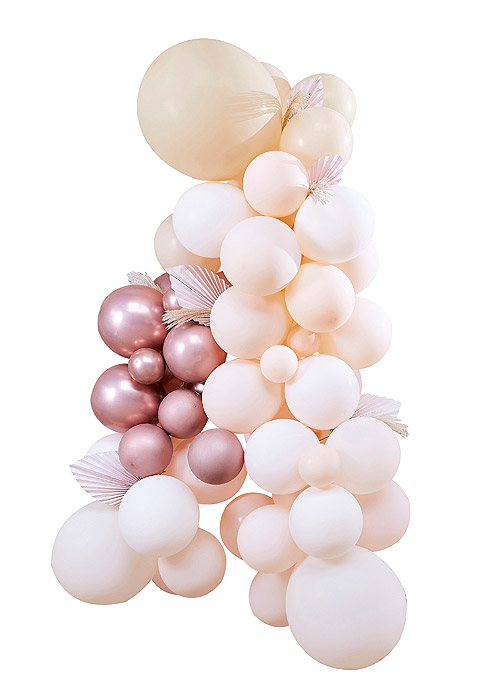 Arche 70 Ballons Rose Gold Crème Pampas