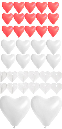 Kit Coffret Ballon Mariage Coeur Rouge Blanc Pas Cher