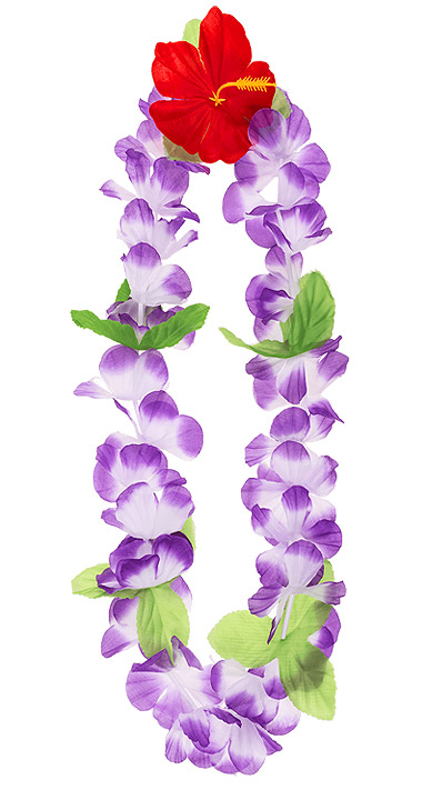 Collier Fleur Aloha Pétales Blanc et Violet Parme