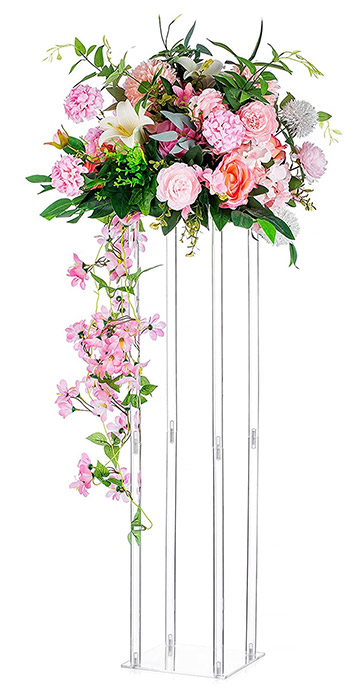 Colonne Acrylique Transparent Support Fleurs 80 cm