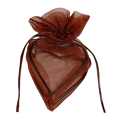 Contenant Coeur en Organdi Chocolat Prix Discount