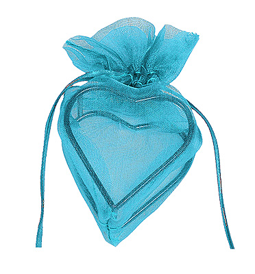 Boite Contenant Coeur Organza Turquoise Prix Discount