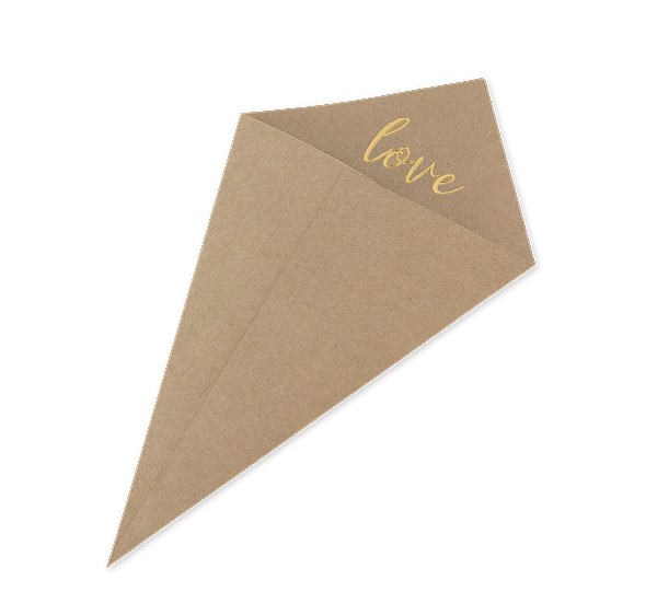 Cone Carton Beige Kraft Love Gravé Doré