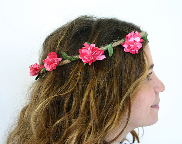 Couronne rose cheveux pour mariage bucolique