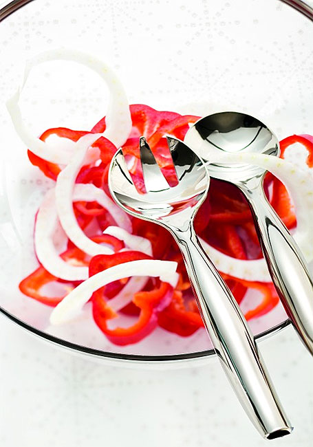 Fourchette et Cuillère à Salade Argentée Lavable