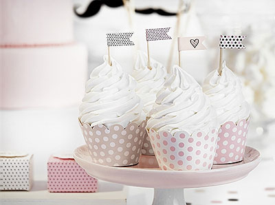 Cupcake Wrapper Pastel à Pois Blanc 