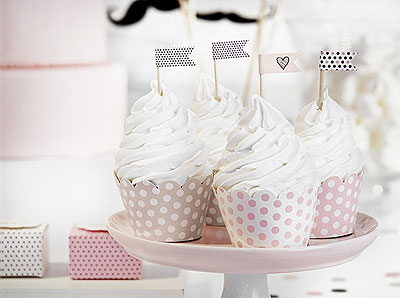 Cupcake Wrapper Pastel à Pois Blanc