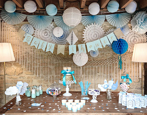 Décoration fête Baby Shower bleu garçon